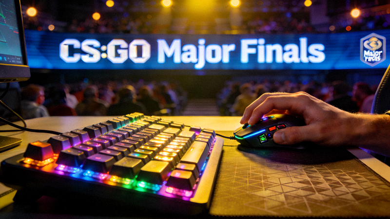 CS:GO Major决赛现场选手第一视角 - 选手专注操作键盘鼠标的特写